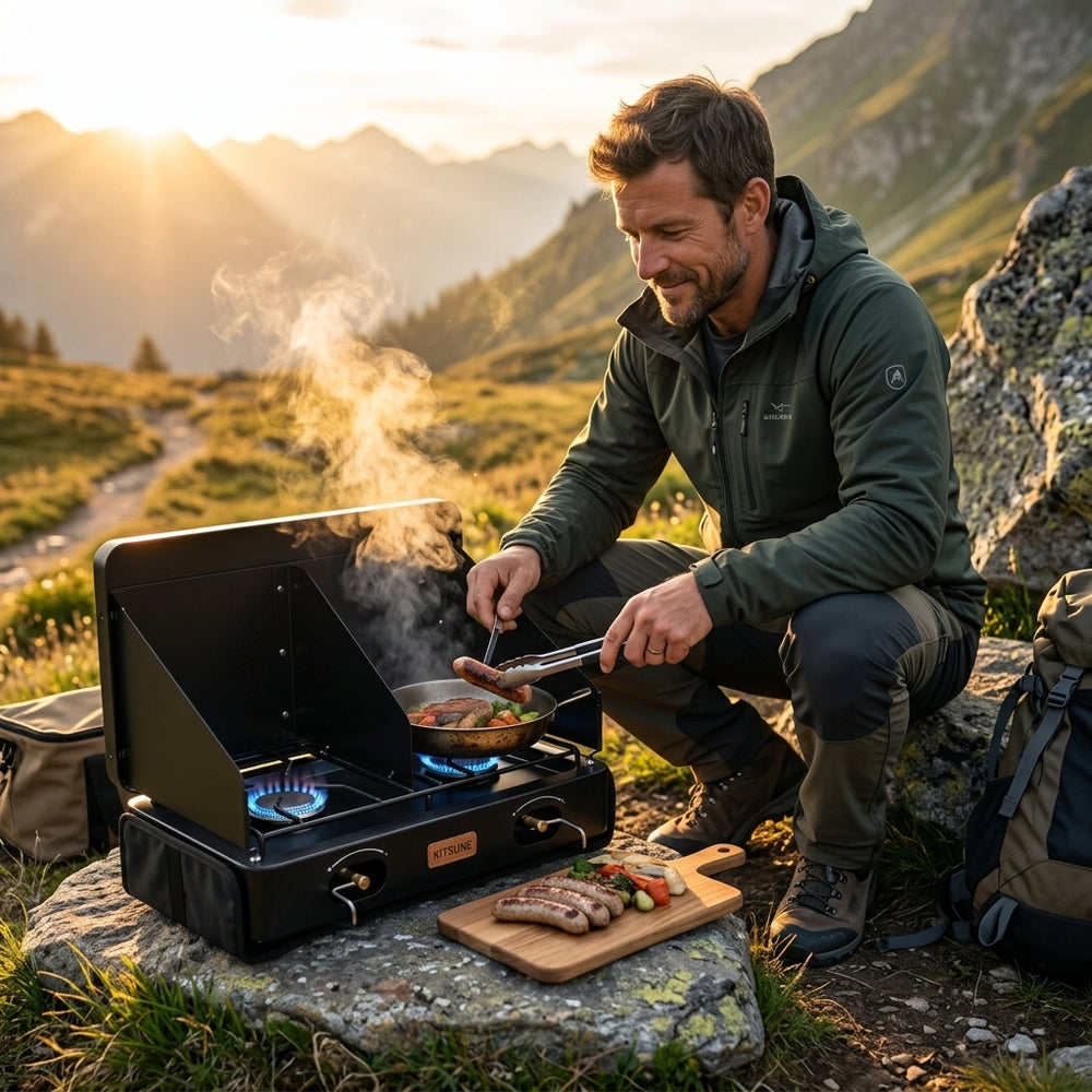 Réchaud de camping à double brûleur