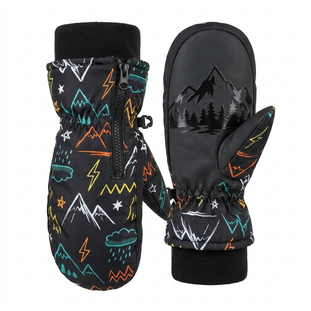 Graphic Print Ski Mittens Kids'