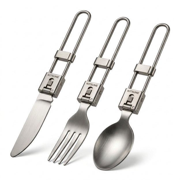 Ensemble de couverts pliables en titane